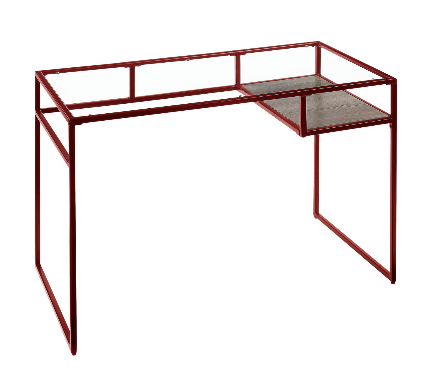 ACME Yasin Desk, Red & Glass 92584