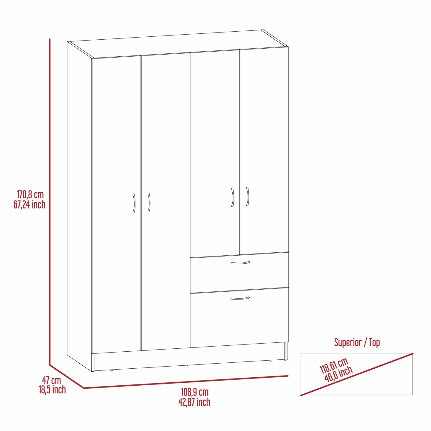 Maltby 1-Drawer Rectangle Armoire  Black Wengue and White