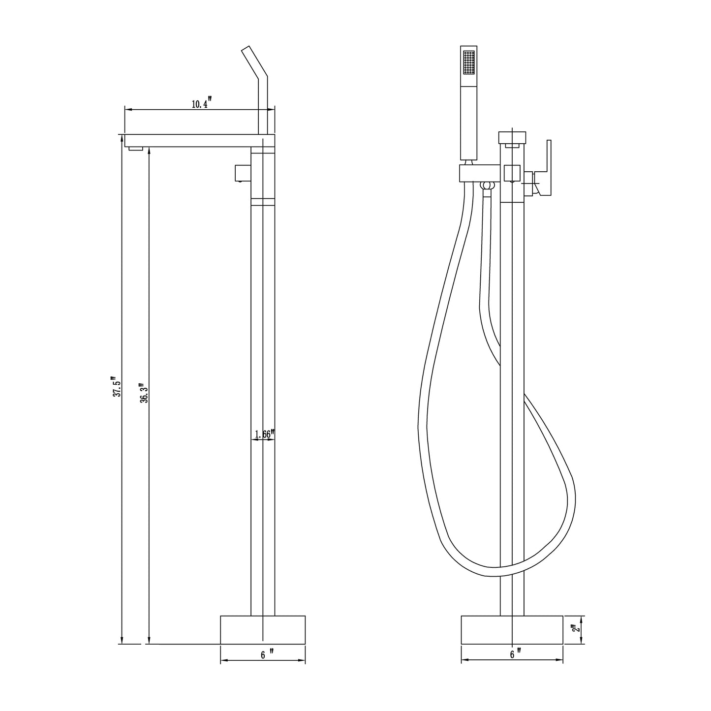 Single Handle Floor Mounted Freestanding Tub Filler