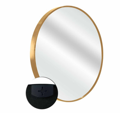 Circle Mirror 36 Inch, Gold Round Wall Mirror Suitable for Bedroom, Living Room, Bathroom, Entryway Wall Decor and More, Brushed Aluminum Frame Large Circle Mirrors for Wall