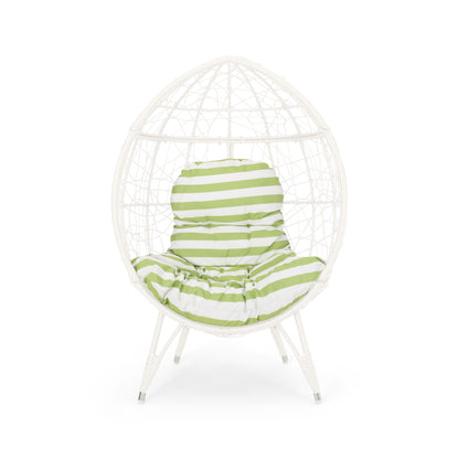 Gianni Wicker Teardrop Chair w/Outdoor Cushion by Christopher Knight Home