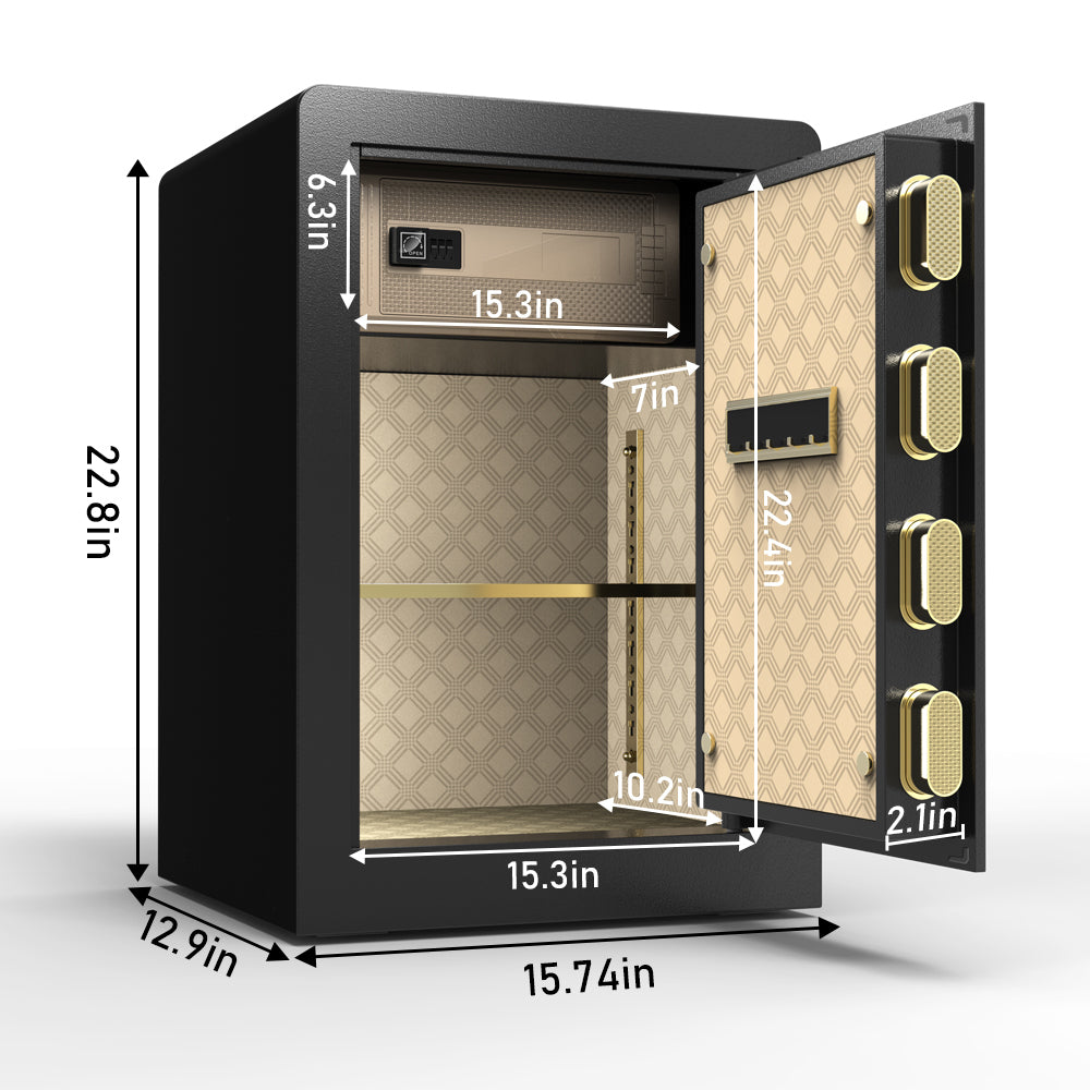 2.04 Cubic Feet Electronic Digital Steel Security Safe with Keypad and Key Lock,Perfect for Home,Office,Hotel Business Use (Black)