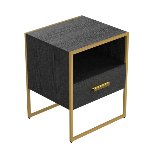 Update Modern Nightstand with 1Drawers, Suitable for Bedroom/Living Room/Side Table (Gold and Black )