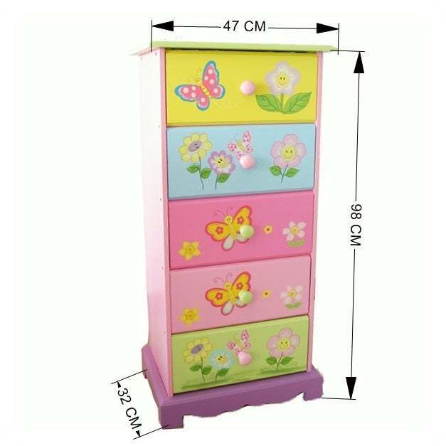 Kids Funnel Olivia the Fairy 5 Drawer Tallboy Unit