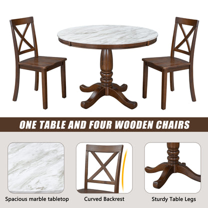 Orisfur. 5 Pieces Dining Table and Chairs Set for 4 Persons, Kitchen Room Solid Wood Table with 4 Chairs