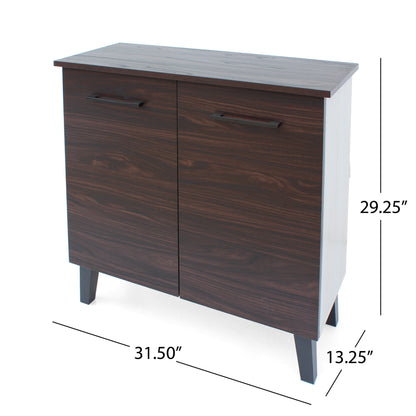 Willson Modern 3-Shelf Walnut Finished Faux Wood Cabinet with Oak Accent