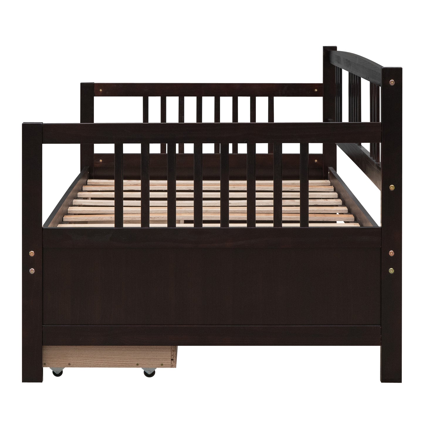 Twin Size Daybed Wood Bed with Two Drawers,Espresso(OLD SKU:LP000057AAP)