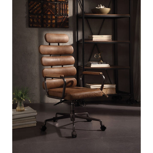 ACME Calan Office Chair in Retro Brown Top Grain Leather 92108