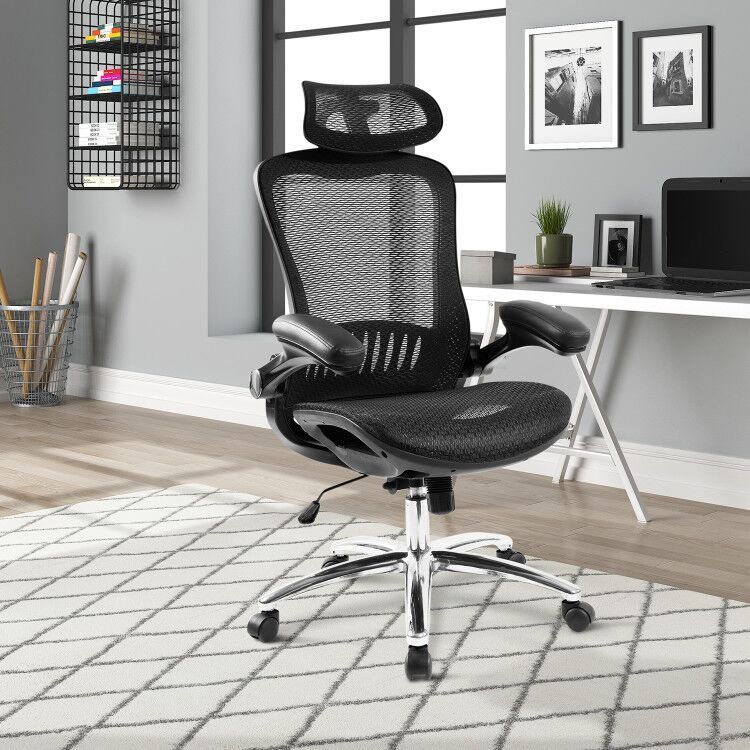 Office Chair - Ergonomic Mesh Chair Computer Chair Home Executive Desk Chair Comfortable Reclining Swivel Chair High Back with Wheels and Adjustable Headrest for Teens/Adults (Black)