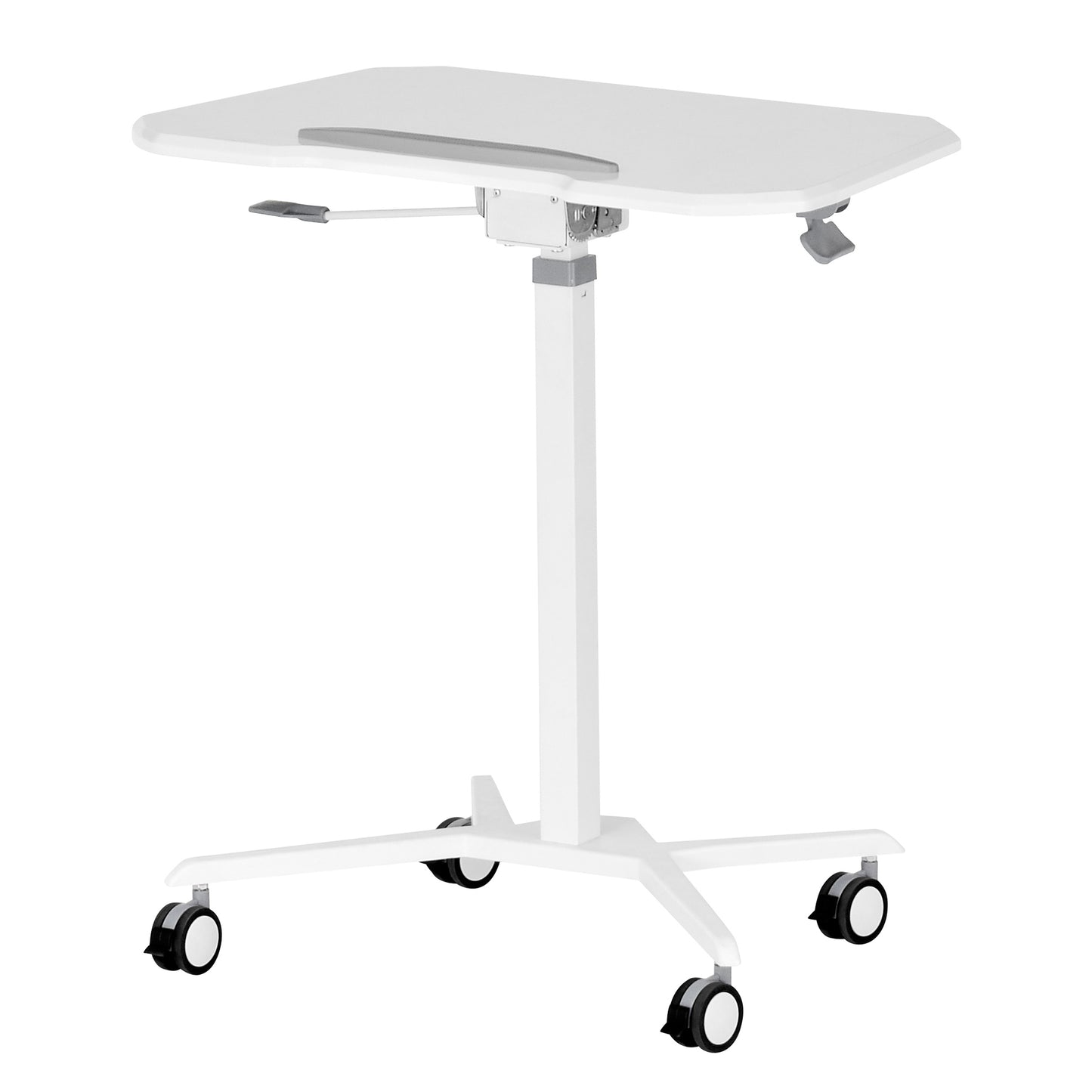 Techni Mobili White Sit to Stand Mobile Laptop Computer Stand with Height Adjustable and Tiltable Tabletop