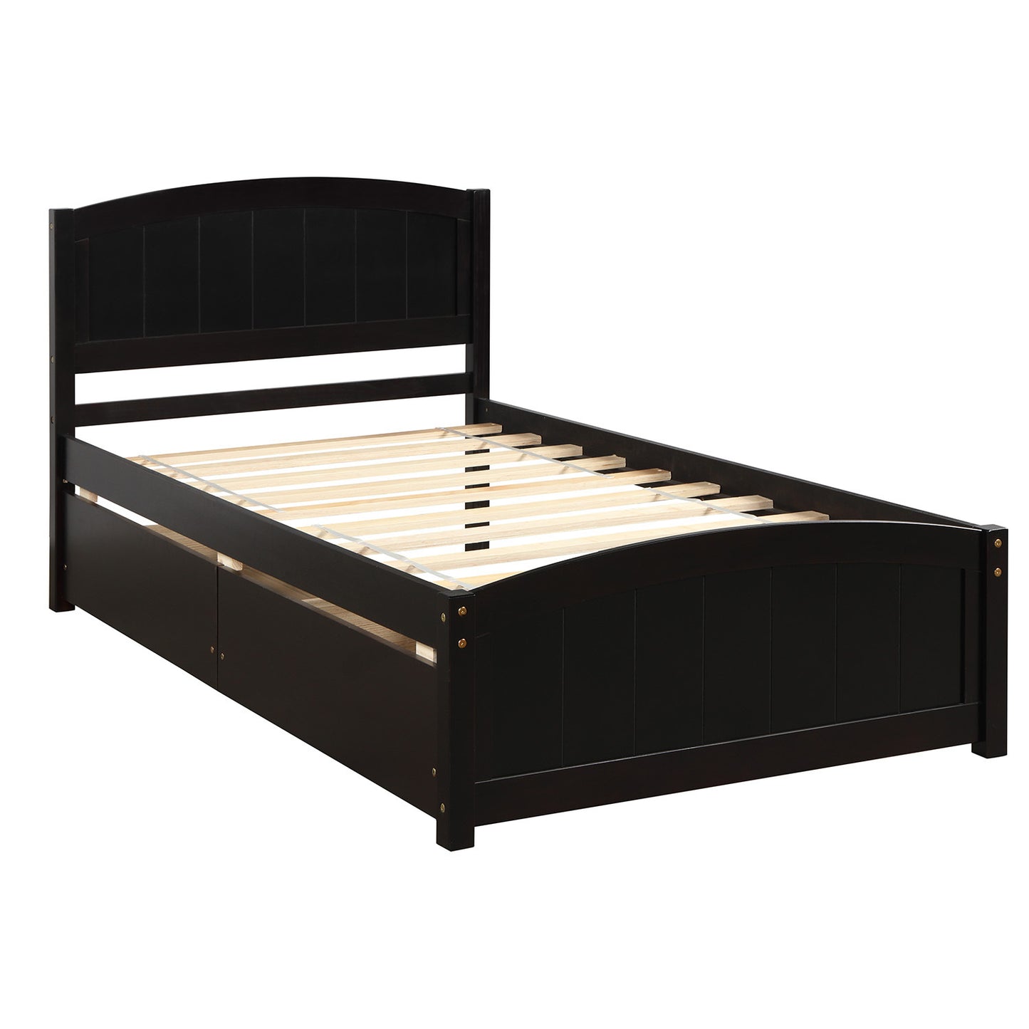 Twin size Platform Bed with Two Drawers, Espresso