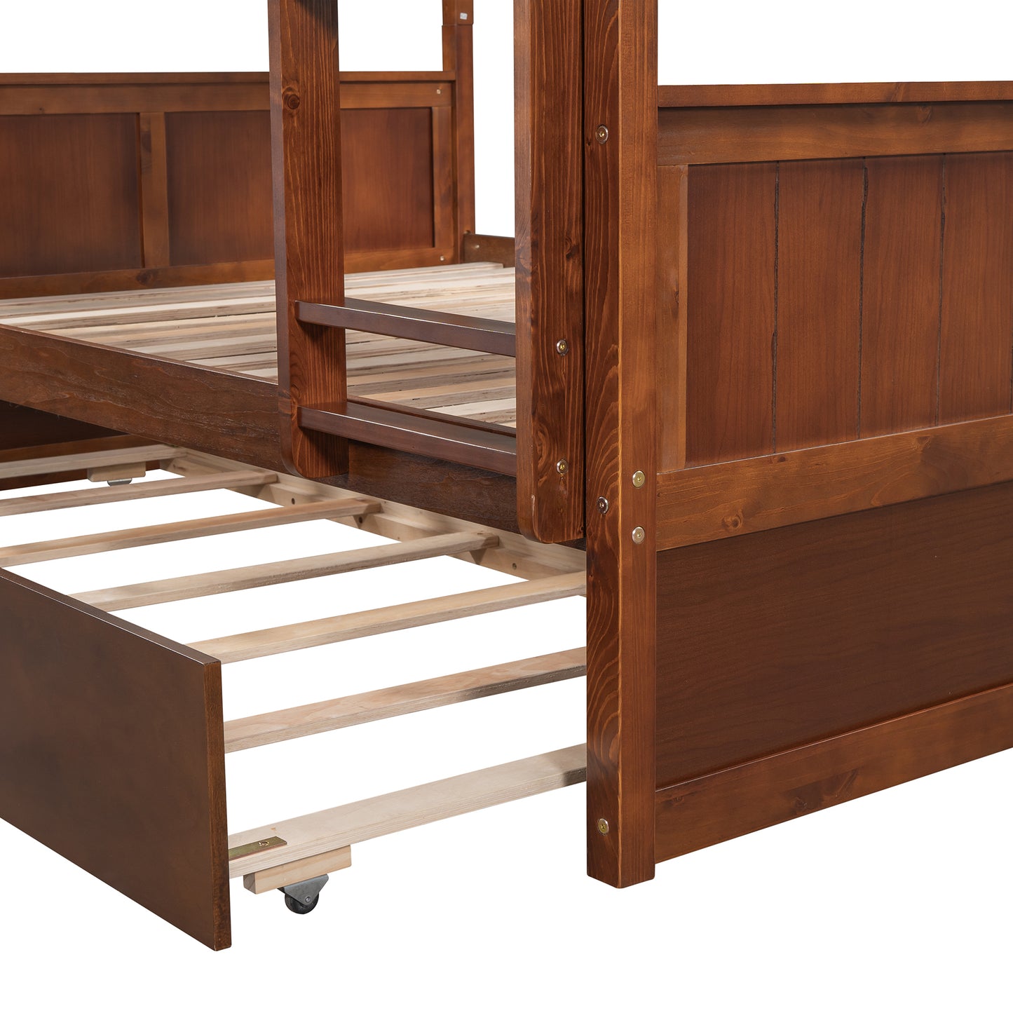 Full Over Full Bunk Bed with Twin Size Trundle, Walnut （ old sku: LP000250AAL)