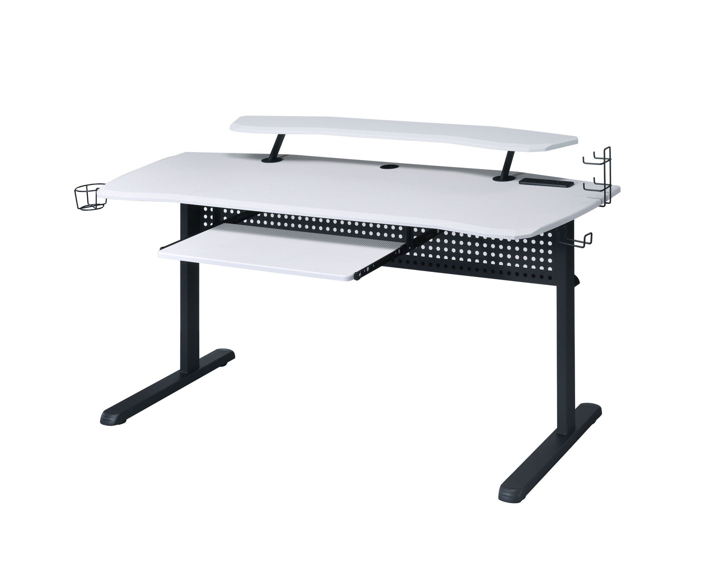 ACME Vildre Gaming Table w/USB Port, Black & White Finish 93134