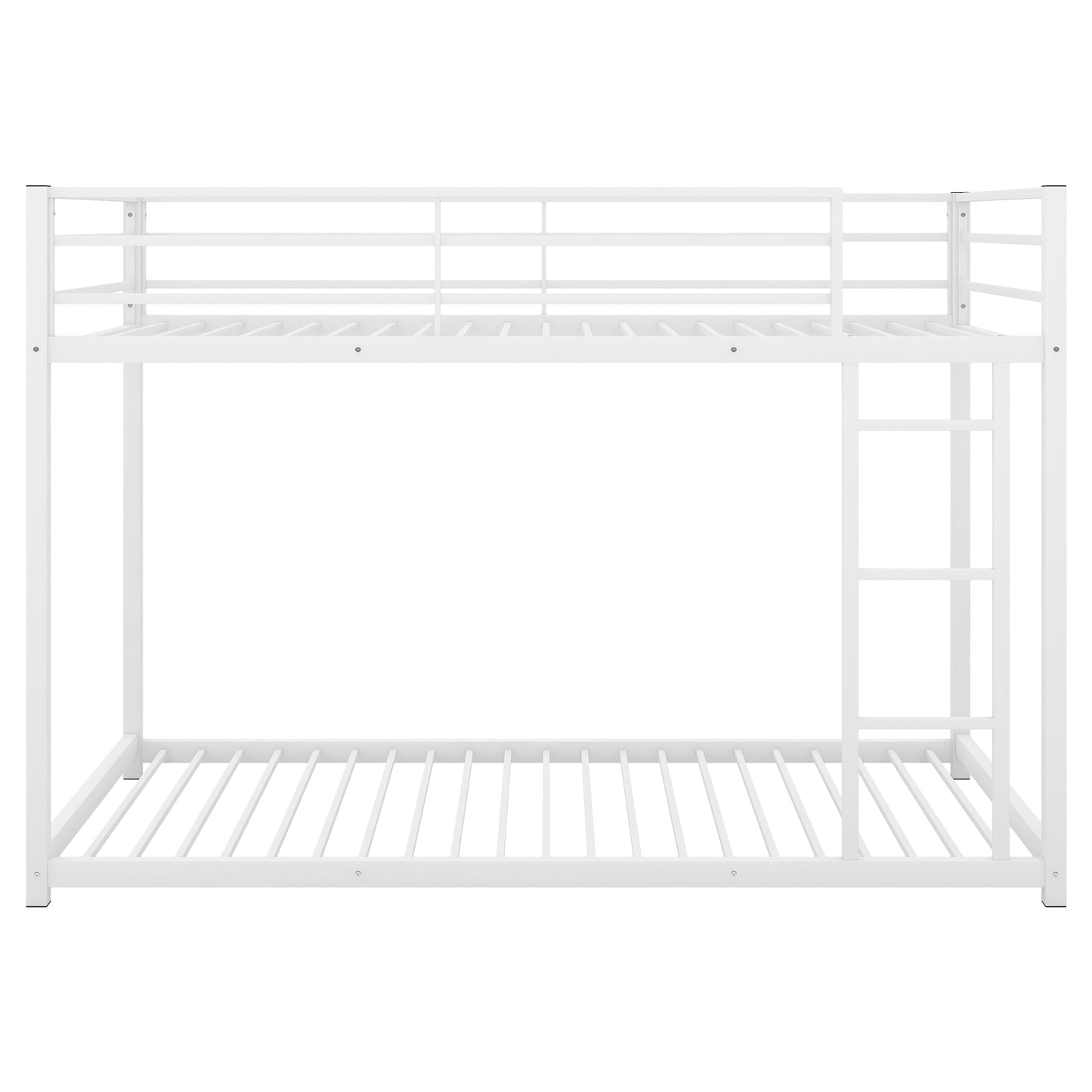 Twin over Twin Metal Bunk Bed, Low Bunk Bed with Ladder,White(OLD SKU:MF197033AAK)