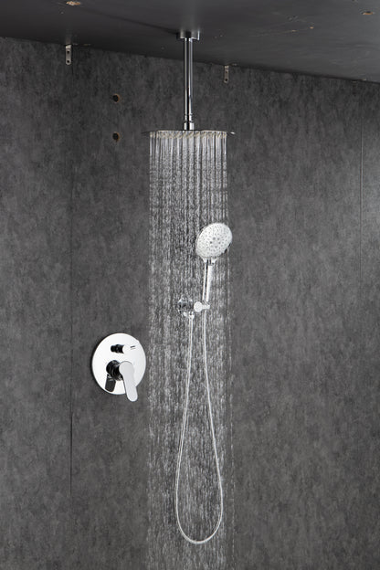 Black Shower System, Ceiling Rainfall Shower Faucet Sets Complete of High Pressure, Rain Shower Head with Handheld, Bathroom 10\\\'\\\' Shower Combo with Rough-in Valve Included