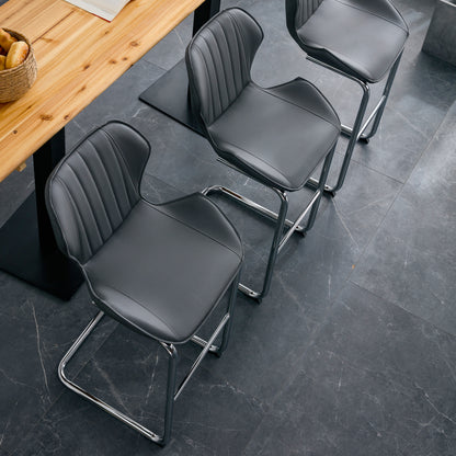 Bar chair modern design for dining and kitchen barstool with metal legs set of 4 (Grey)