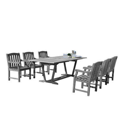 Renaissance Outdoor 7-piece Hand-scraped Wood Patio Dining Set with Extension Table