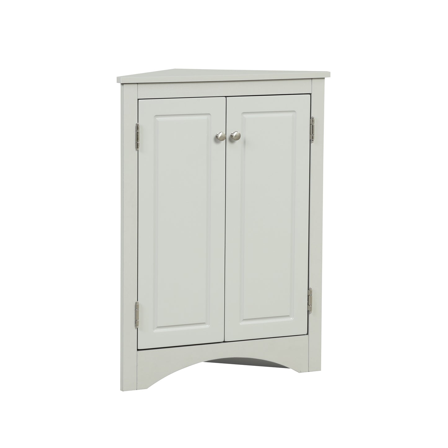 Grey Triangle Bathroom Storage Cabinet with Adjustable Shelves, Freestanding Floor Cabinet for Home Kitchen