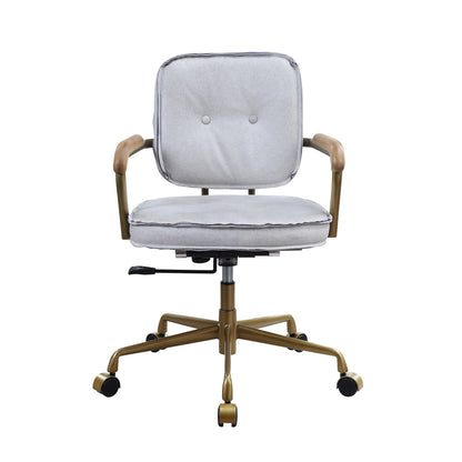 ACME Siecross Office Chair in Vintage White Top Grain Leather 93172