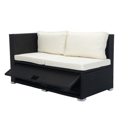 8 Piece Patio Sectional Wicker Rattan Outdoor Furniture Sofa Set with One Storage Box Under Seat and Cushion Box