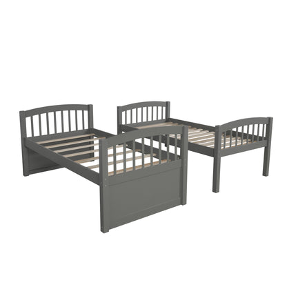 Twin Bunk Bed with Ladder, Safety Rail, Twin Trundle Bed with 3 Drawers for Bedroom, Guest Room Furniture(Gray)(OLD SKU :LP000071AAE)