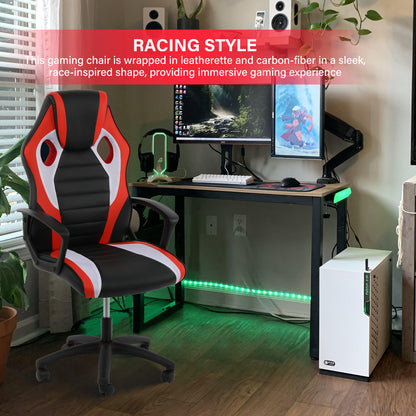 YSSOA Gaming Office High Back Computer Ergonomic Adjustable Swivel Chair, Black/Red/White