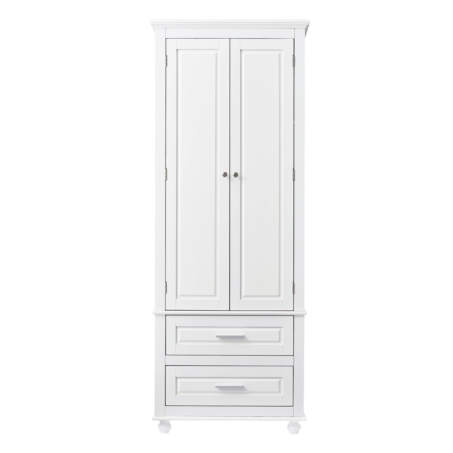 Tall Storage Cabinet with Two Drawers for Bathroom/Office, White