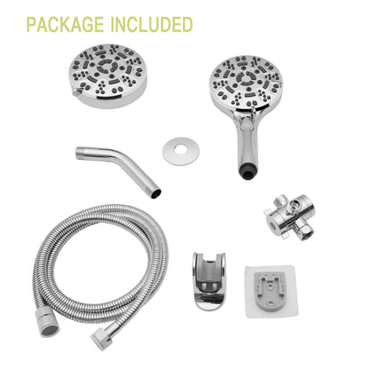 Multi Function Dual Shower Head - Shower System with 4.7" Rain Showerhead, 8-Function Hand Shower, Chrome