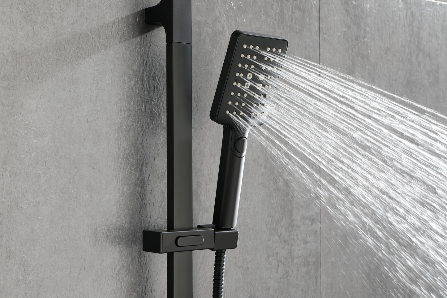 Wall Mounted Waterfall Rain Shower System With 3 Body Sprays & Handheld Shower   Series Dual Function Pressure Balanced Shower System with Integrated Volume Control, Shower Head, and Hand Shower