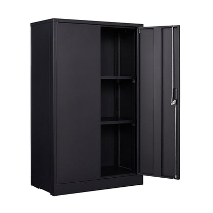 Metal Storage Cabinet with Locking Doors and Adjustable Shelf, Folding Filing Storage Cabinet with Wheels, Rolling Storage Locker Cabinet for Home Office,School,Garage, Black