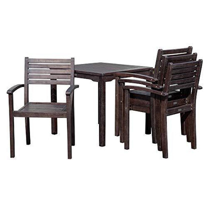 5-Piece Eucalyptus Dining Set, Espresso Finish