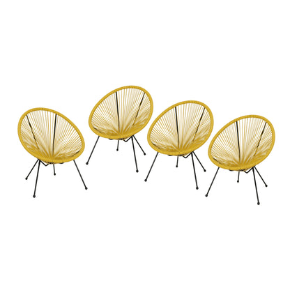 Great Deal Furniture Alexis Outdoor Woven Chair Yellow+Black （set of 2）