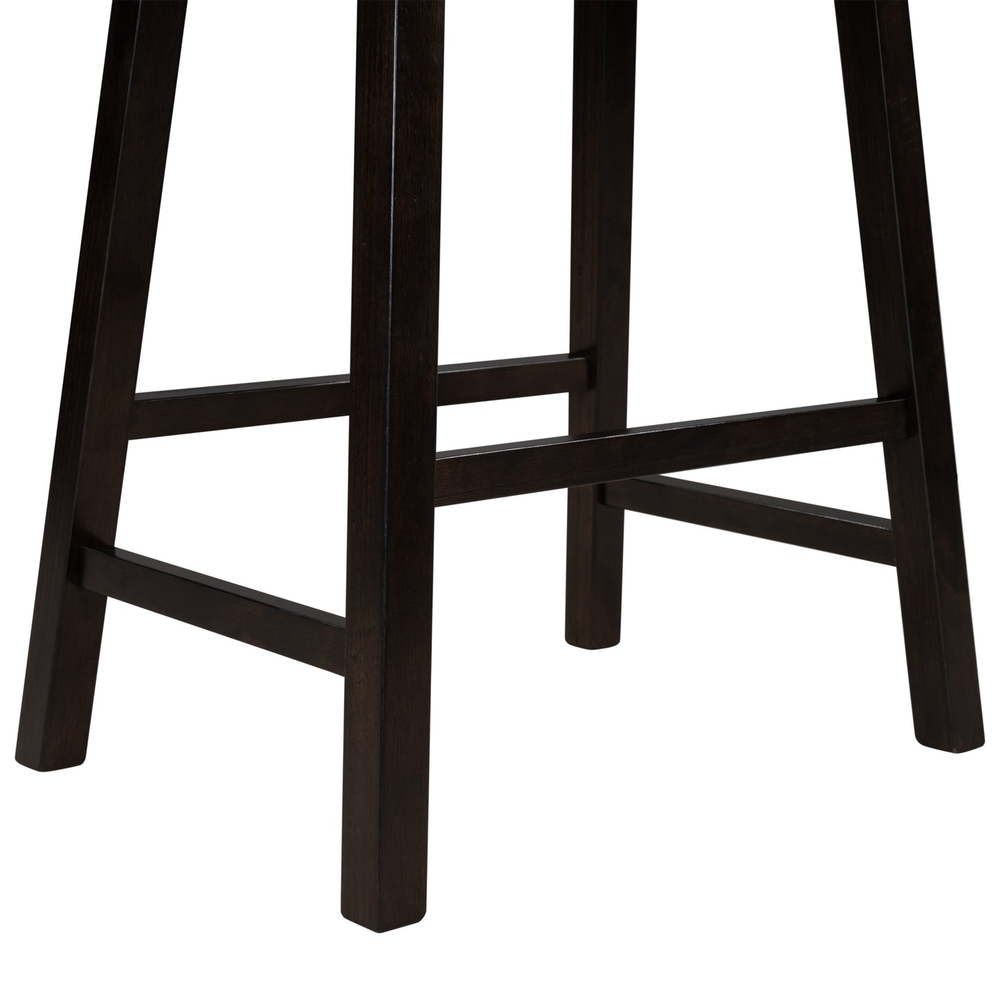 TOPMAX 4 Pieces Counter Height Wood Kitchen Dining Upholstered Stools for Small Places, Brown Finish+ Black Cushion