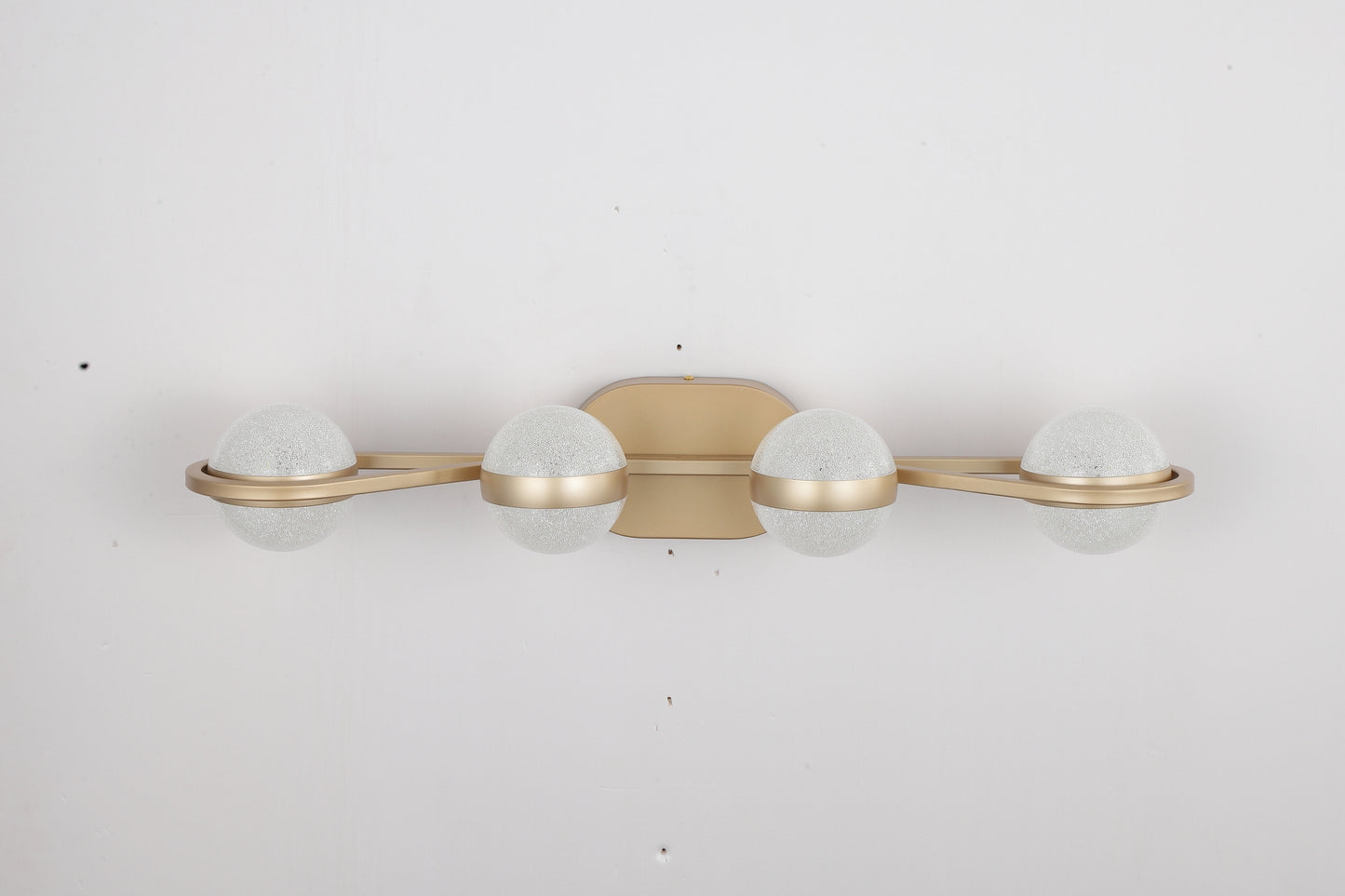 LED Bathroom Vanity Lights Fixtures, 4-Lights Brushed Brass  Globe Glass Shade Over Mirror