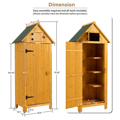 30.3”L X 21.3”W X 70.5”H Outdoor Storage Cabinet Tool Shed Wooden Garden Shed  Natural