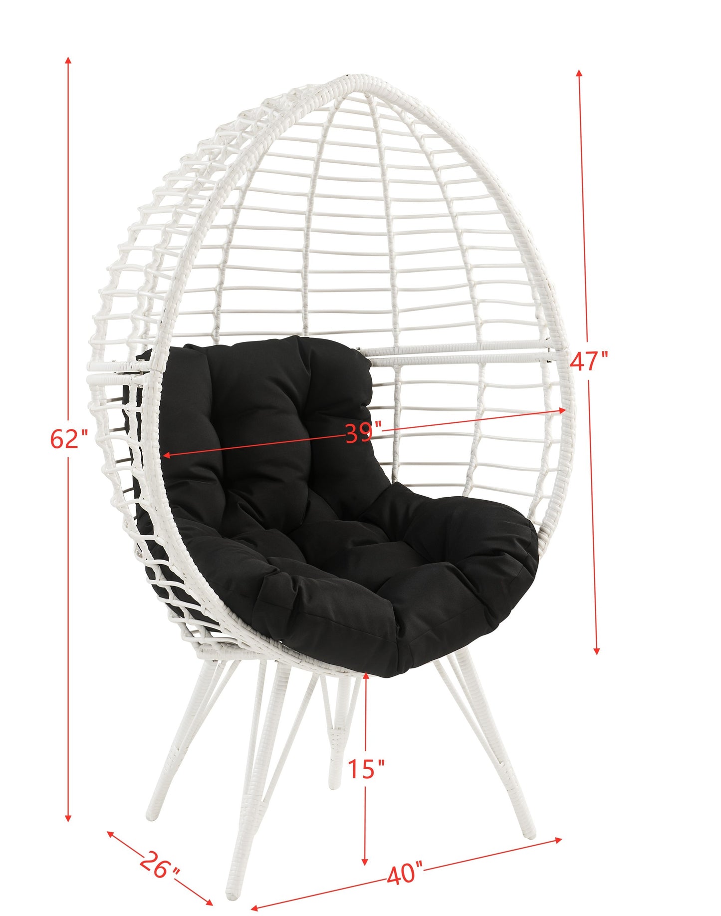 ACME Galzed Patio Lounge Chair, Black Fabric & White Wicker 45109