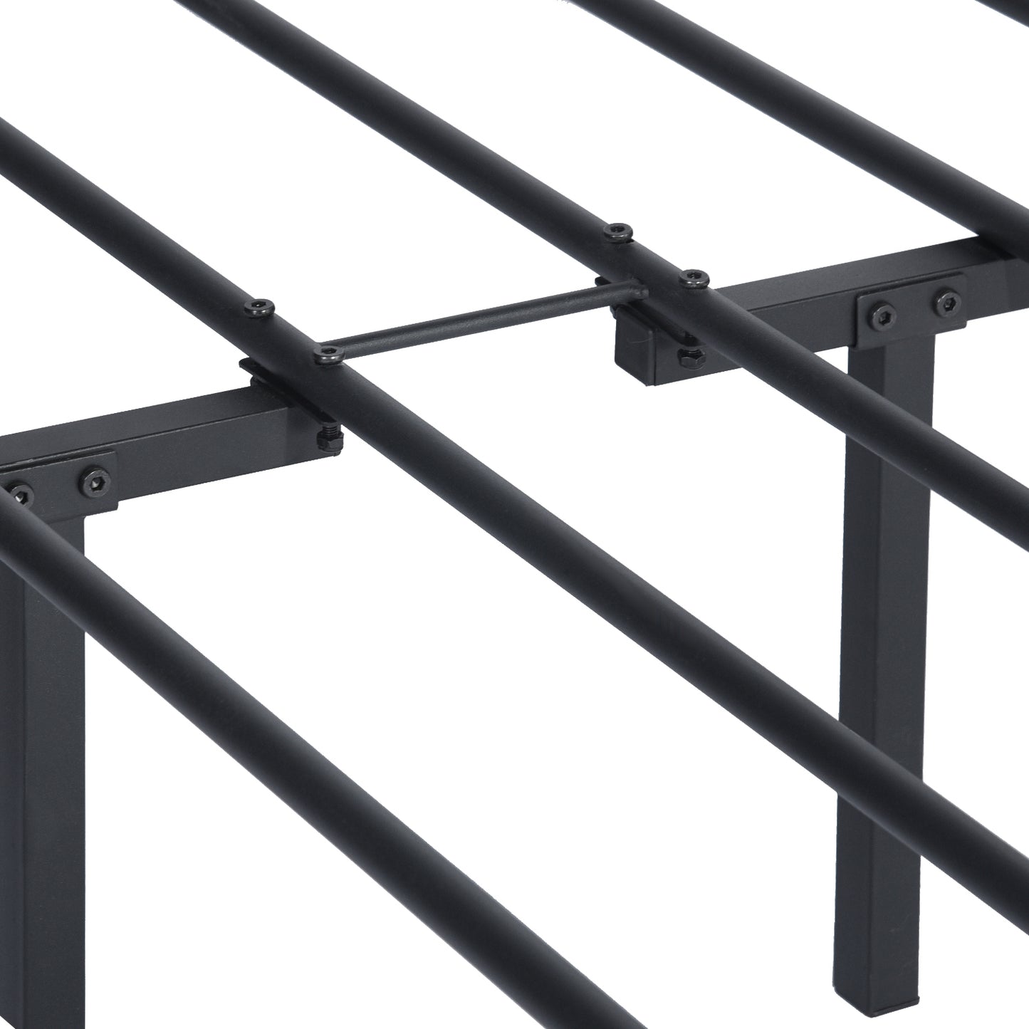 LT full size single metal bed frame in black color for adult and children used in bedroom or dormitory with large storage space under the bed