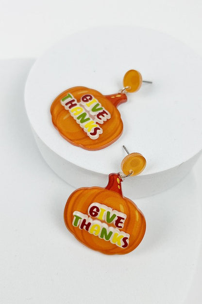 PUMPKIN ACRYLIC PRINTING EARRINGS