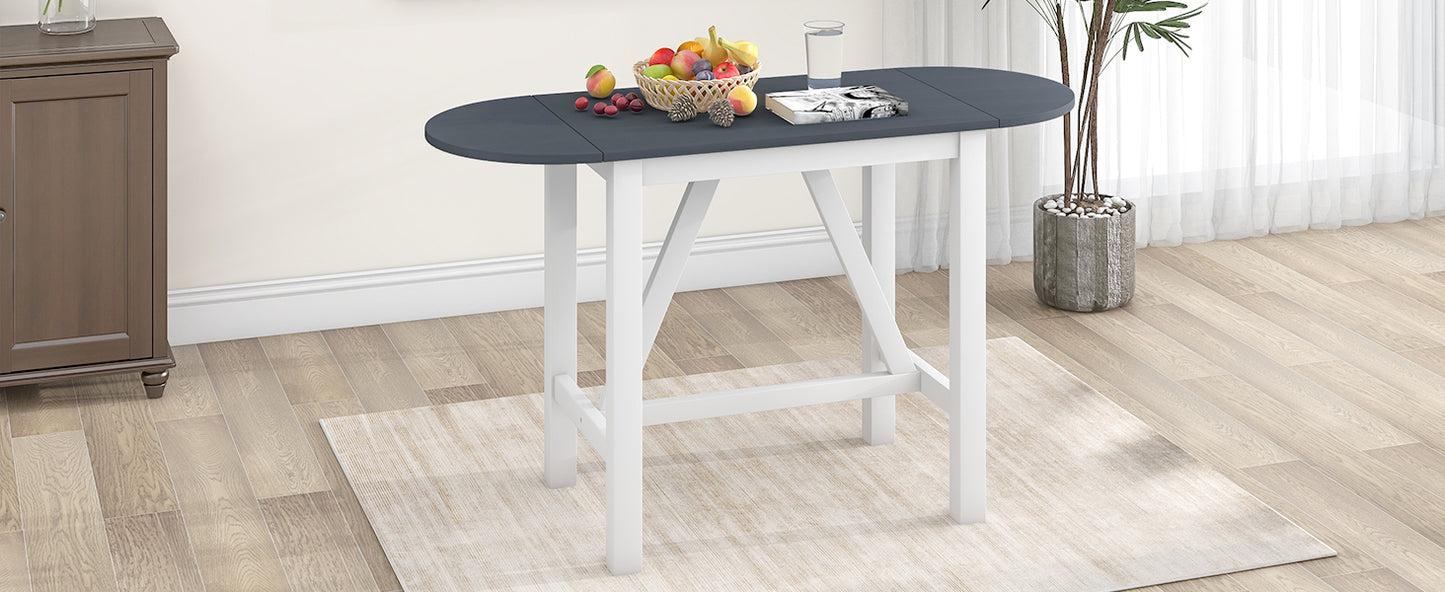 TOPMAX Wood Drop Leaf Counter Height Dining Table for Small Place, White