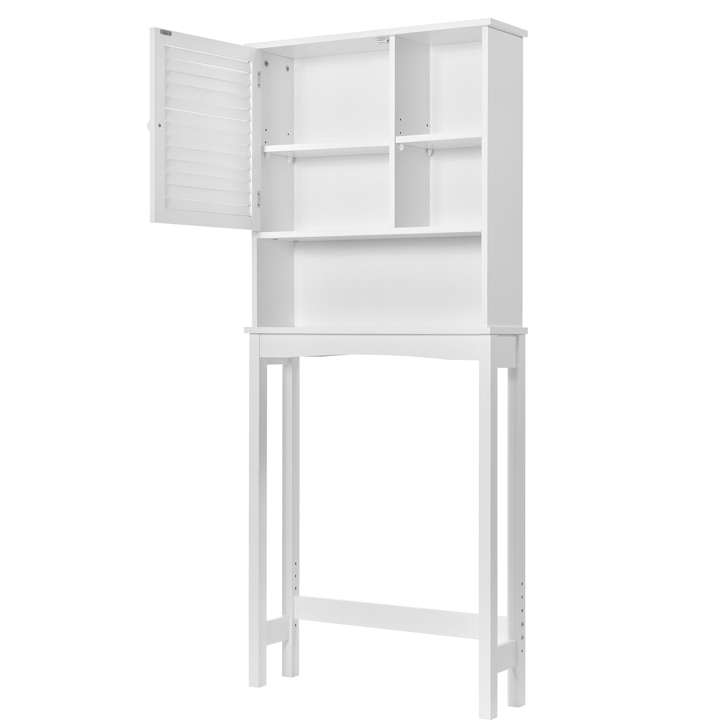 Home Over-The-Toilet Shelf Bathroom Storage Space Saver with Adjustable Shelf Collect Cabinet (White)