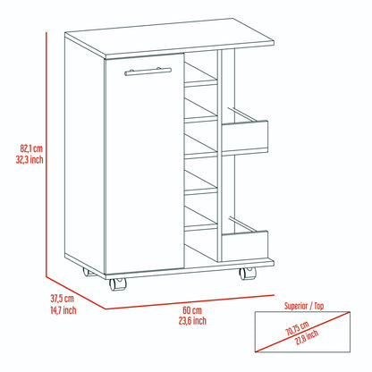 Bartlet 2-Shelf 6-Bottle Bar Cart with Division Black Wengue