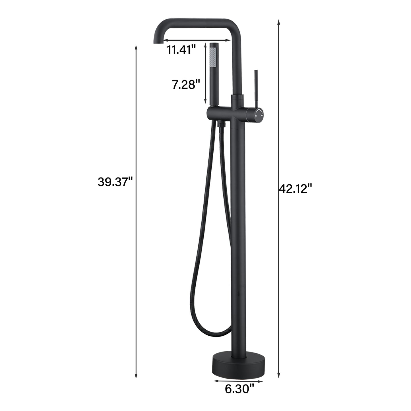 Single Handle Floor Mounted Tub Filler with Handshower