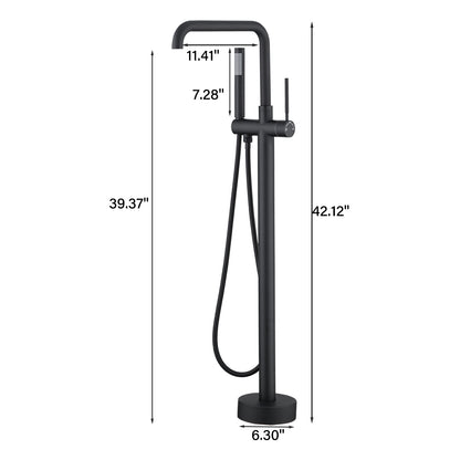 Single Handle Floor Mounted Tub Filler with Handshower