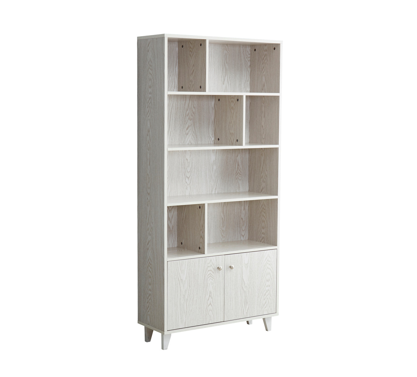 68" Bookcase with 2 Doors, Bookshelf, White