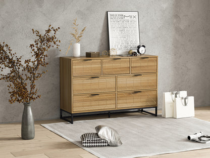 Modern 7 Drawer Dresser Wood Cabinet (Walnut)