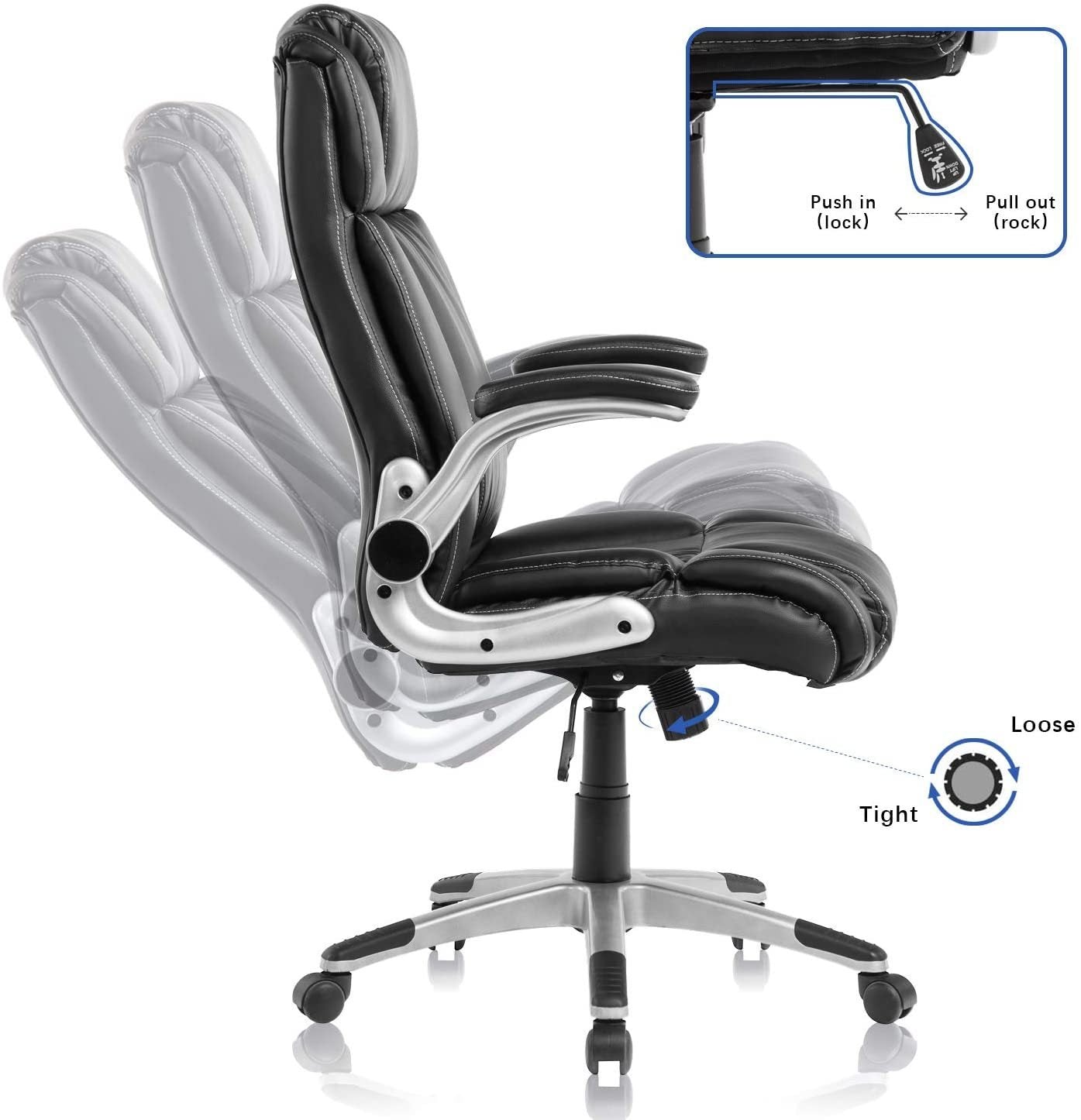 Vanbow.Adjustable rotary office executive chair/PU leather