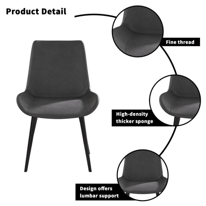 Modern Dining Chair Living Room Black Metal Leg Dining Chair-Grey-4pcs/ctn