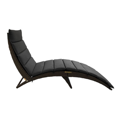 Alameda Indoor/Outdoor Patio Wicker Chaise Lounge with Dark Grey Polyester Cushion
