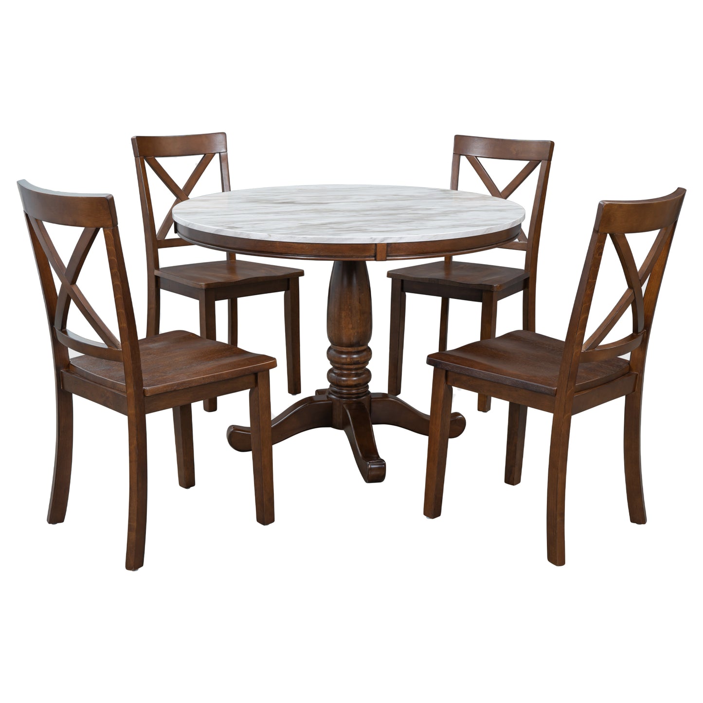 Orisfur. 5 Pieces Dining Table and Chairs Set for 4 Persons, Kitchen Room Solid Wood Table with 4 Chairs