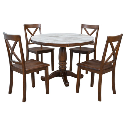 Orisfur. 5 Pieces Dining Table and Chairs Set for 4 Persons, Kitchen Room Solid Wood Table with 4 Chairs